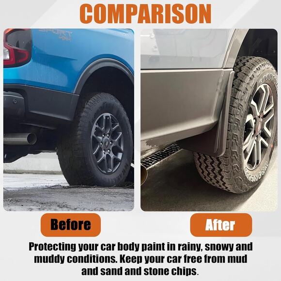 4 Pc Mud Flaps Splash Guards Compatible with Ford Ranger 2024 2025 No Drill - Picture 3 of 8